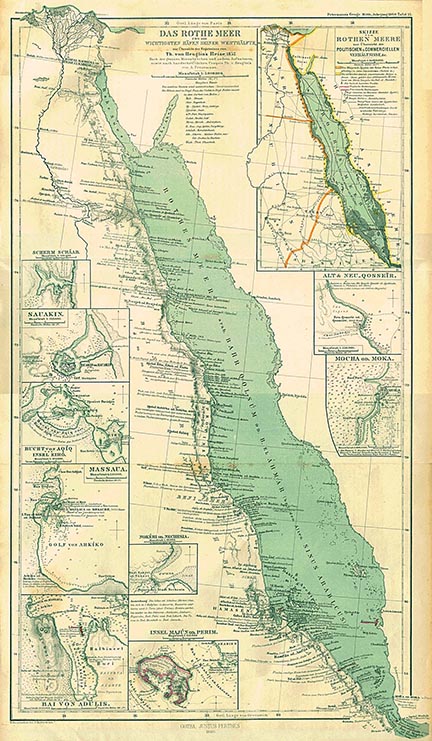 Red Sea, 1860 Antique Historical Maps
