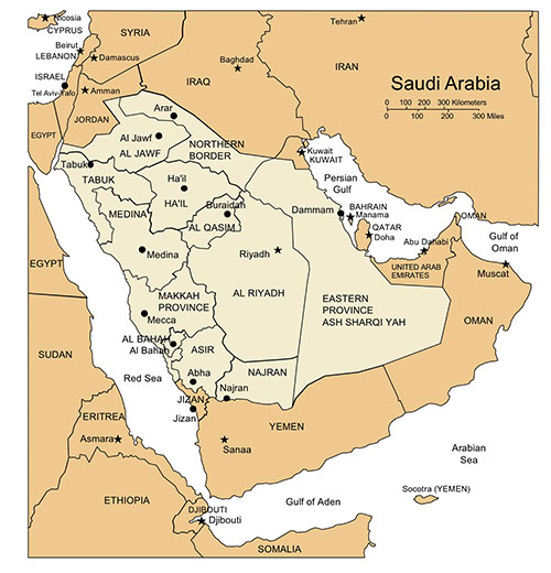 Qatar Country Map with Administrative Districts, Capitals. Names. Edit with PowerPoint or Adobe Illustrator, includes a JPG version