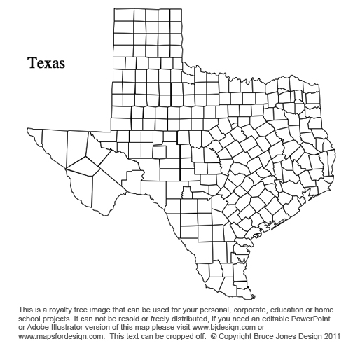 Texas, US State County Map, blank, printable, royalty-free, jpg format. If you need an editable version, please click on the map. Click right to download.