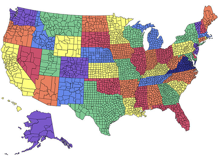USA National State County Map, no Names, 20x28. Edit with PowerPoint or Adobe Illustrator