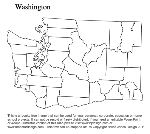 Washington, US State County Map, blank, printable, royalty-free, jpg format.