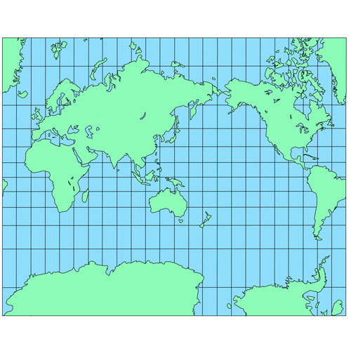 World Mercator Projection PowerPoint and Adobe Illustrator Clip Art Map, Australia Centered, Continents