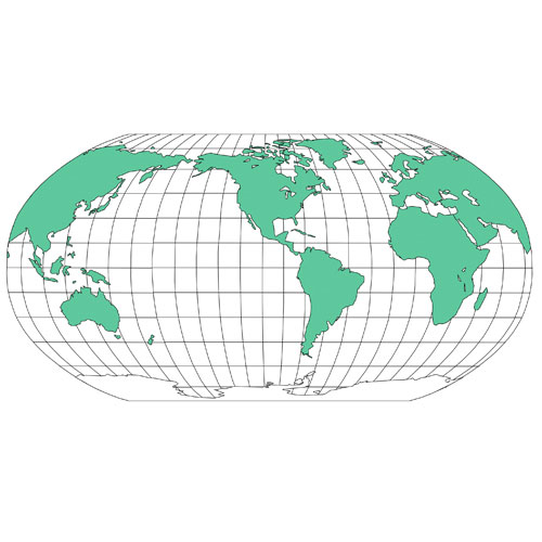 World Robinson Projection Map, North America Centered, Continents, Editable PowerPoint and Adobe Illustrator Clip Art map