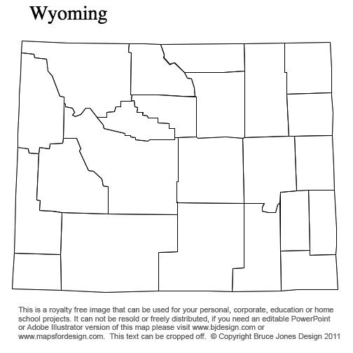 Wyoming, US State County Map, blank, printable, royalty-free, jpg format.