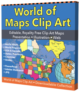 World of Map Royalty free clip art, PowerPoint, Adobe Illustrator and JPG files Left box image