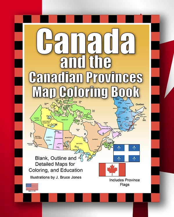 Canada and the Canadian provinces and territories coloring book. PDF book of coloring pages