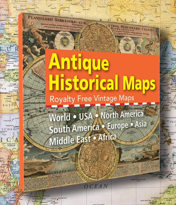 Antique Historical Vintage Clip Art Maps, World, the Americas, Regions, jpg format
