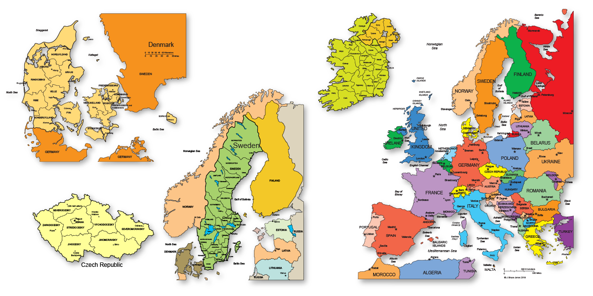 Europe countries, denmark, sweden, france, UK, ireland, norway, germany, spain, italy, switzerland