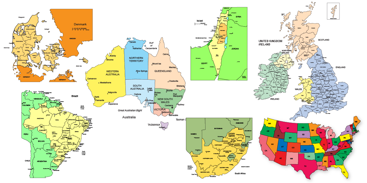 world countries, asia, africa, europe, the americas, far east, individual countries.