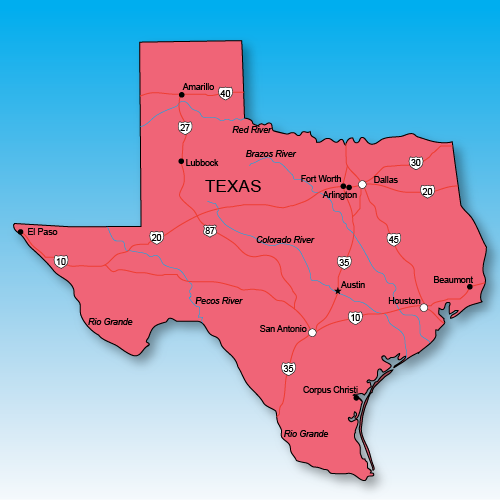 USA States, 50 states, Texas map, with highway, waterways, major cities and capital, jpg map