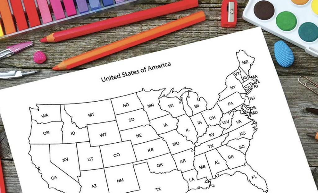 USA Coloring Page on art Background