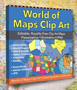 World of Maps Clip Art, editable powerpoint and Adobe Illustrator clip art maps, US, World, States, Country, County, ppt, AI, JPG