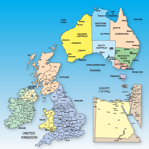 World countries, the americas, europe, africa, far east, australia, middle east,