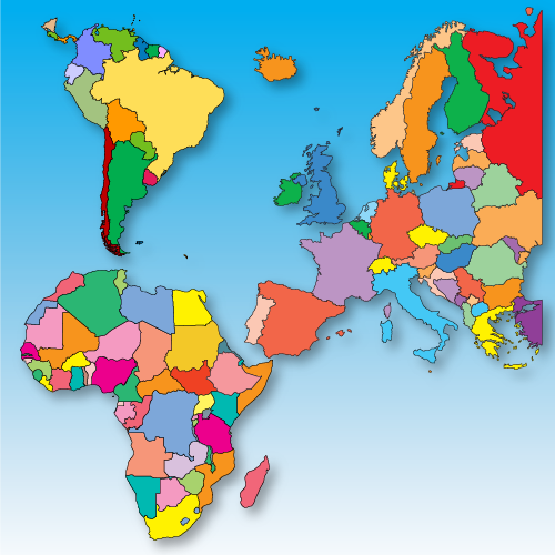 World Regions, Africa, Europe, Far East, Asia, Middle East
